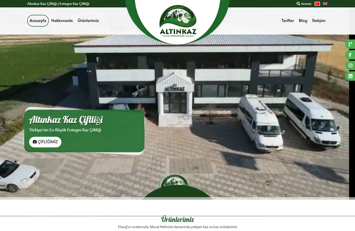 Altınkaz Kaz Çiftliği web sitesi tasarımı önizlemesi