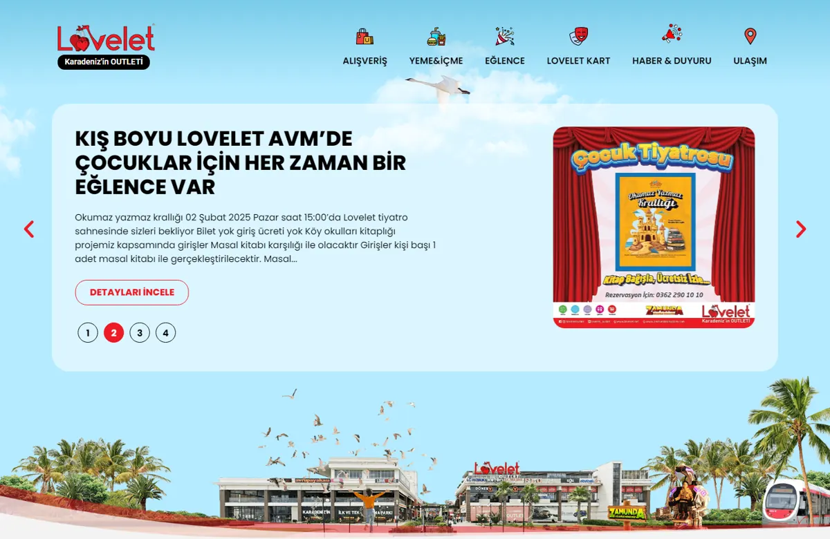 Lovelet AVM web sitesi tasarımı önizlemesi