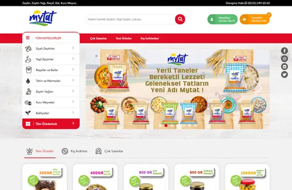 Mytat Gıda web sitesi tasarımı önizlemesi