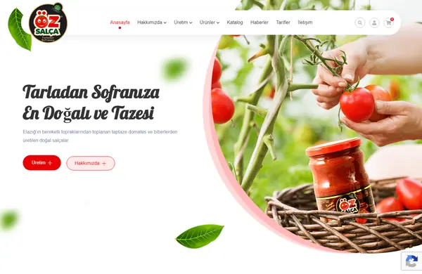 Öz Salça web sitesi tasarımı önizlemesi