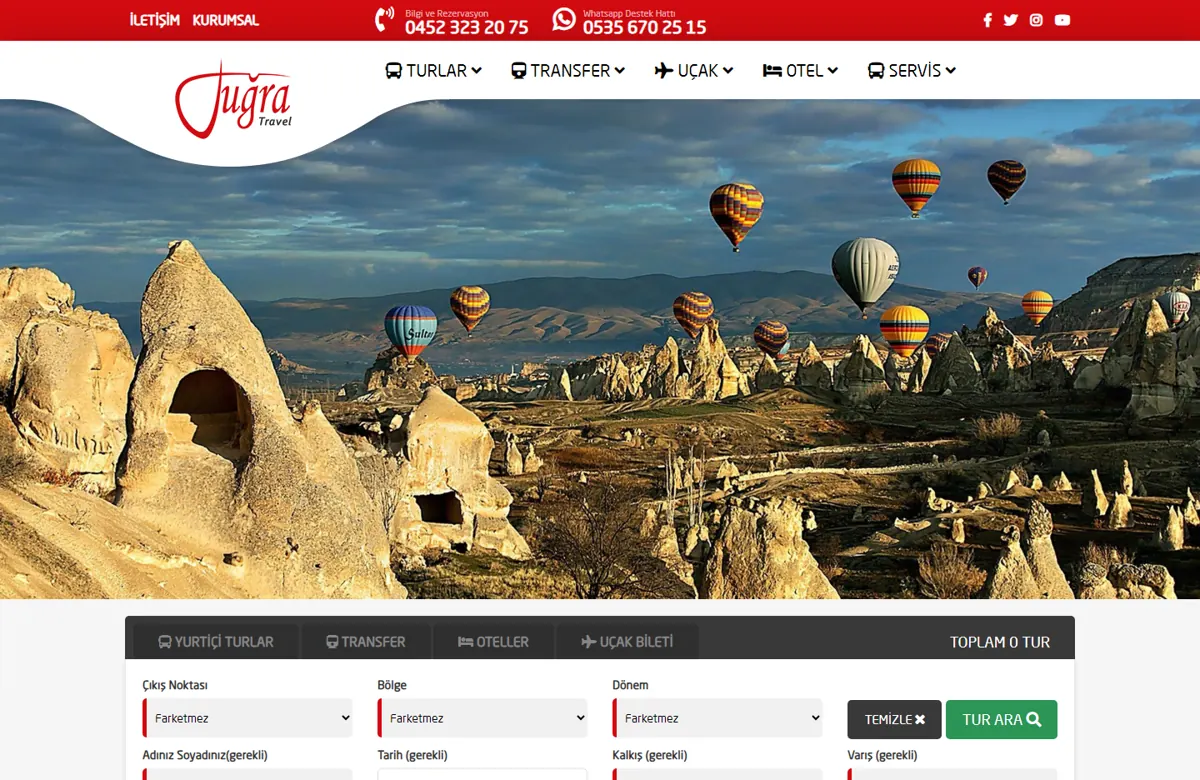 Tuğra Turizm web sitesi tasarımı önizlemesi